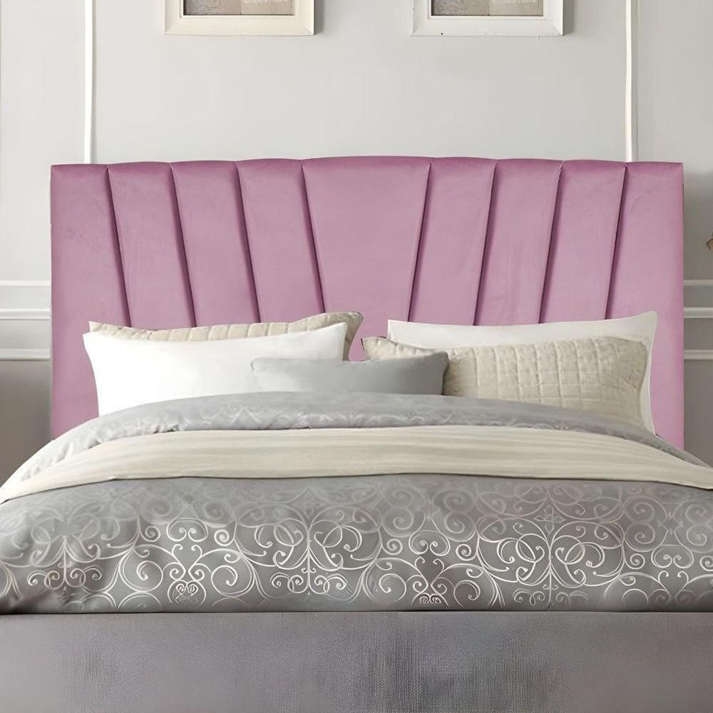Cabeceira King Cama Estofada 195 Cm Lile Suede Rosa