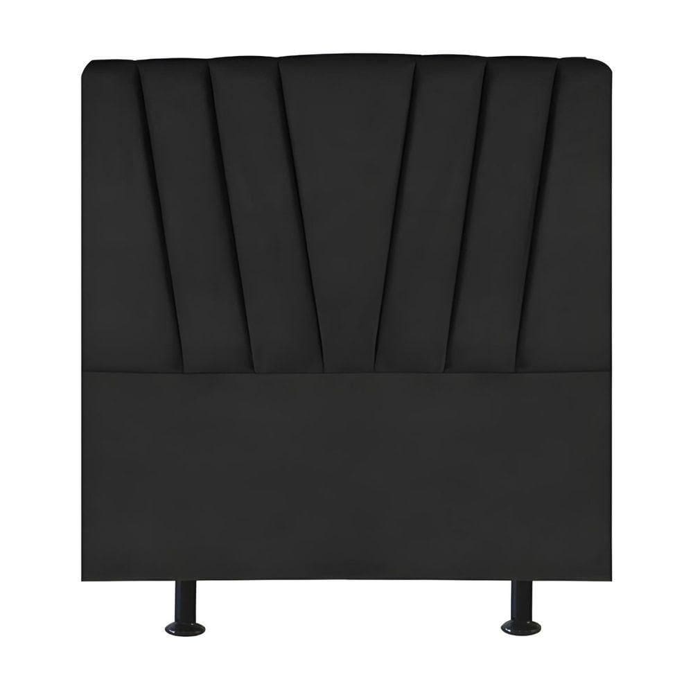 Cabeceira Estofada Cama Solteiro 100 Cm Ariel Veludo Preto