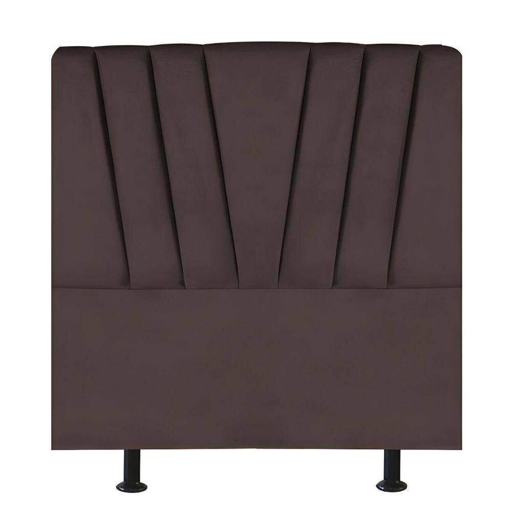 Cabeceira Estofada Cama Solteiro 90 Cm Ariel Veludo Marrom