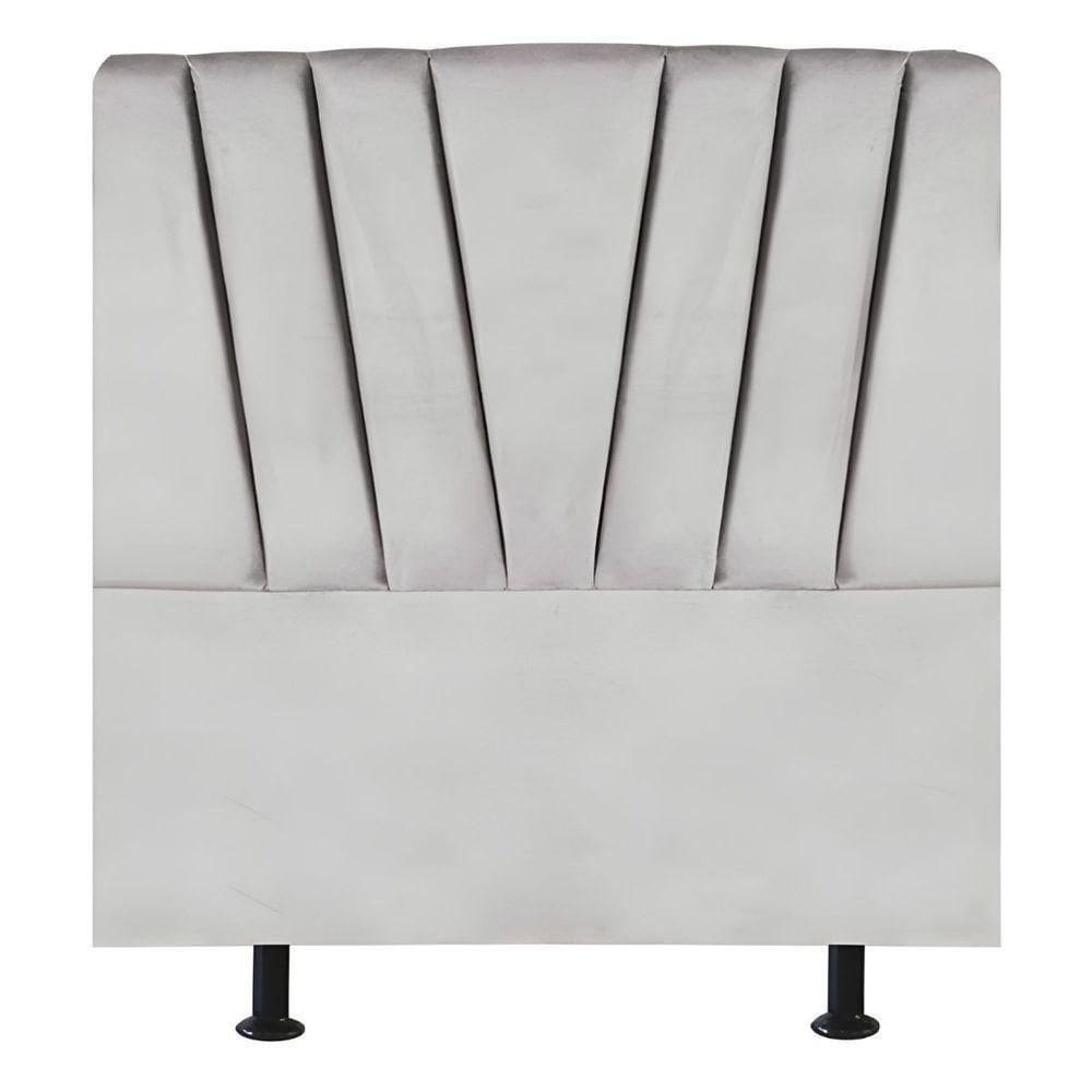 Cabeceira Estofada De Cama Casal 140 Cm Ariel Suede Cinza Claro