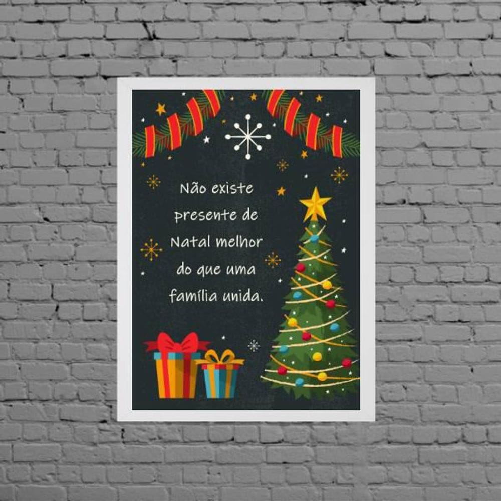 Quadro Decorativo Natal Família Reunida 45X34cm Branca