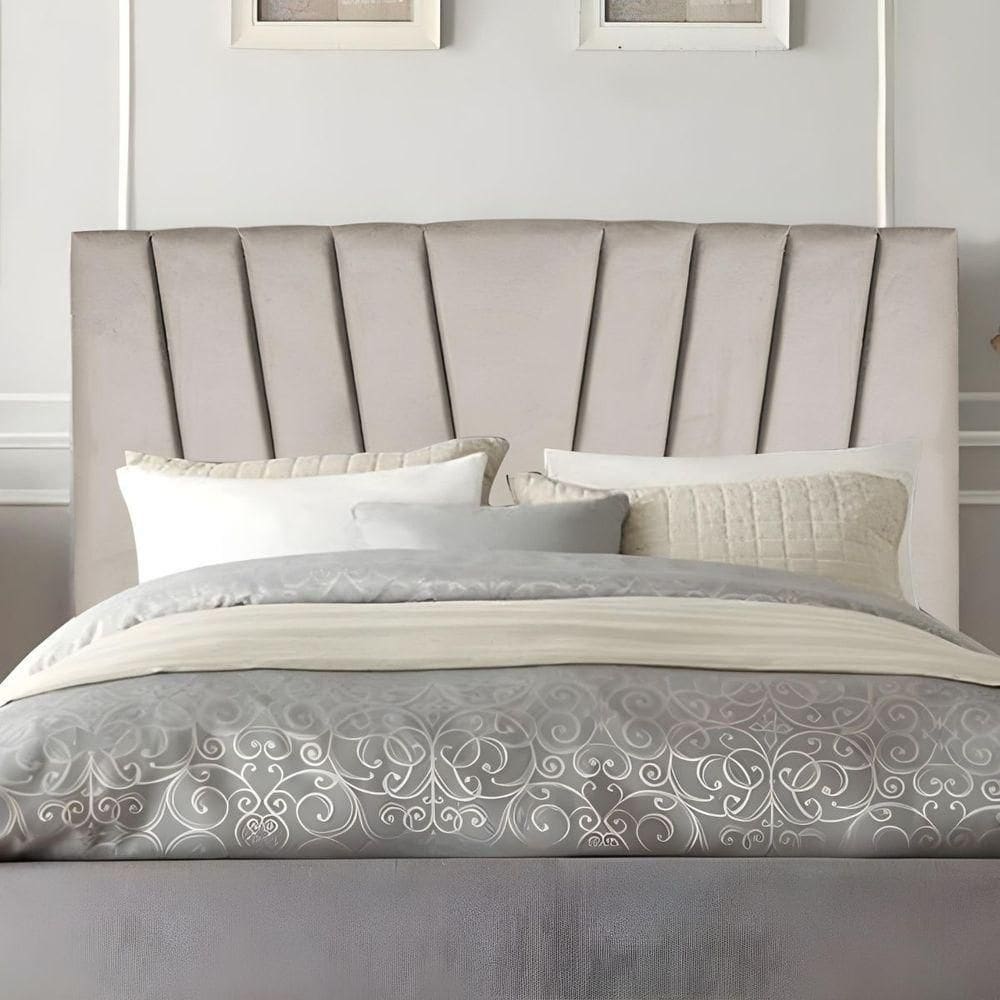 Cabeceira King Cama Estofada 195 Cm Lile Veludo Bege