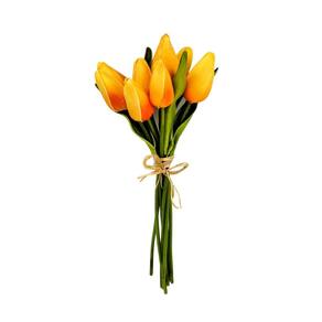 Tulipa Laranja 8 Hastes 27Cm Flor Planta Artificial