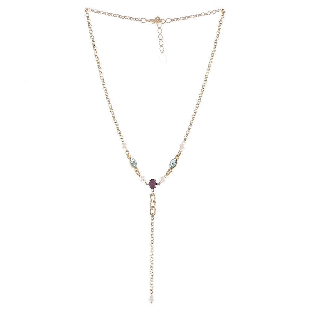 Colar Armazem Rr Bijoux Gravatinha Cristais Coloridos