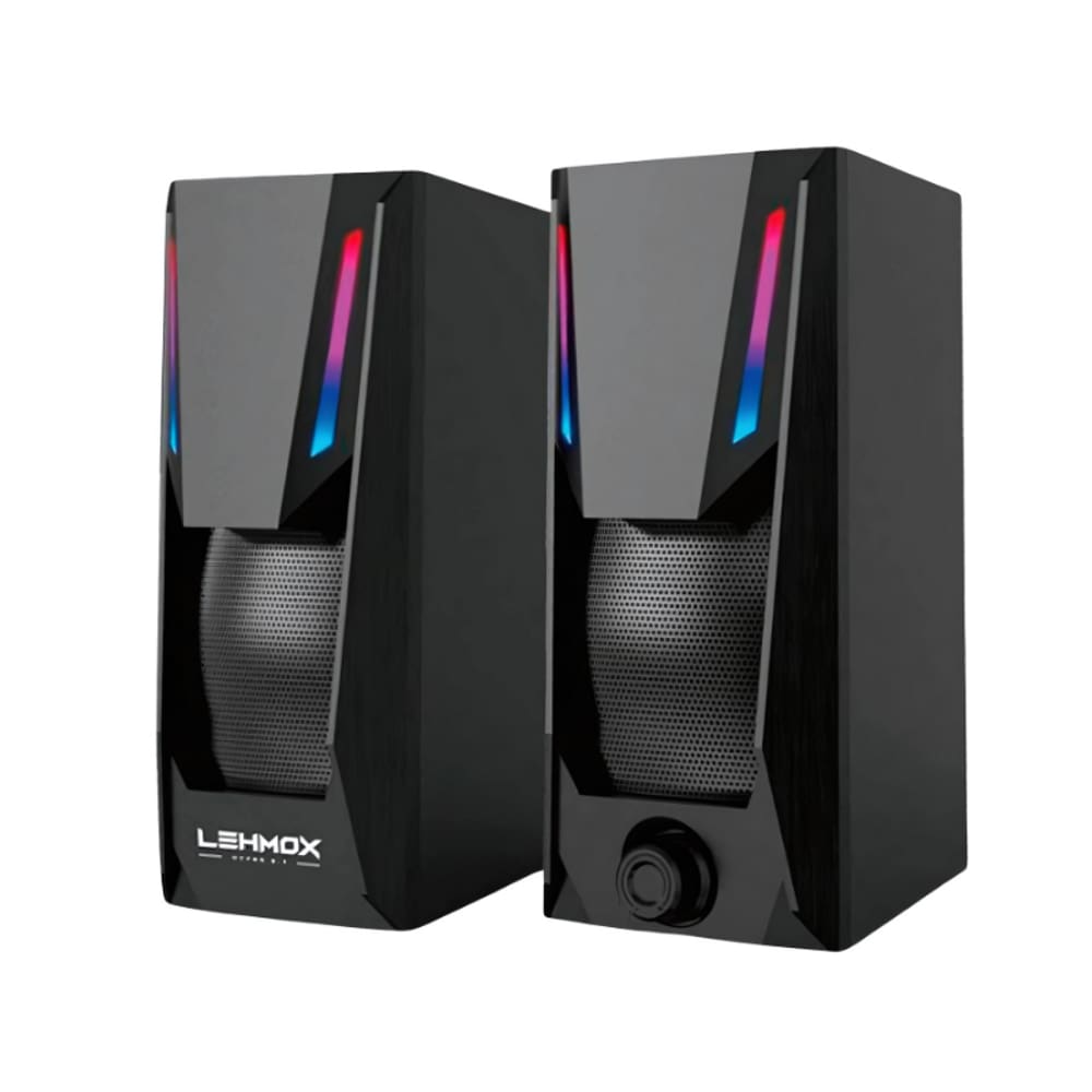 Caixa De Som Gamer Lehmox LEY-1873 Led RGB 5W*2 USB P2 1,5M Preto - LEY-1873