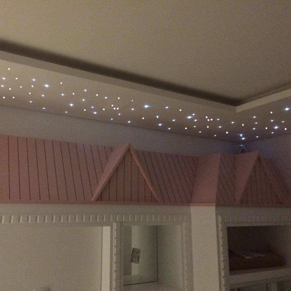 Kit Fibra Ótica 100 Branco Misto Noite Estrelado Quarto Teto