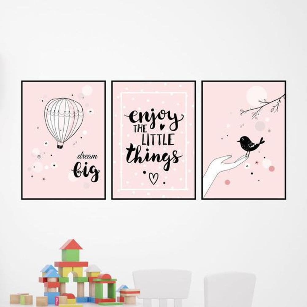 Kit 3 Quadros Enjoy The Little Things 24X18Cm