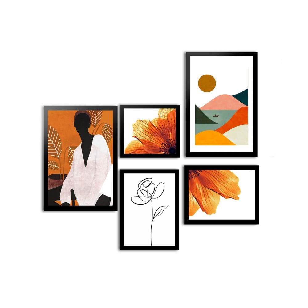 Conjunto Quadros Decorativos Com Moldura Clima Tropical