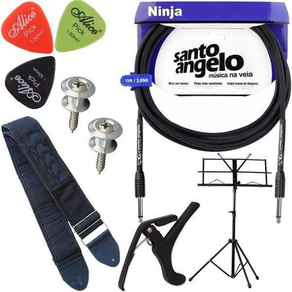 Kit Cabo P10 Ninja Santo Angelo 3M Com Partitura Acessórios