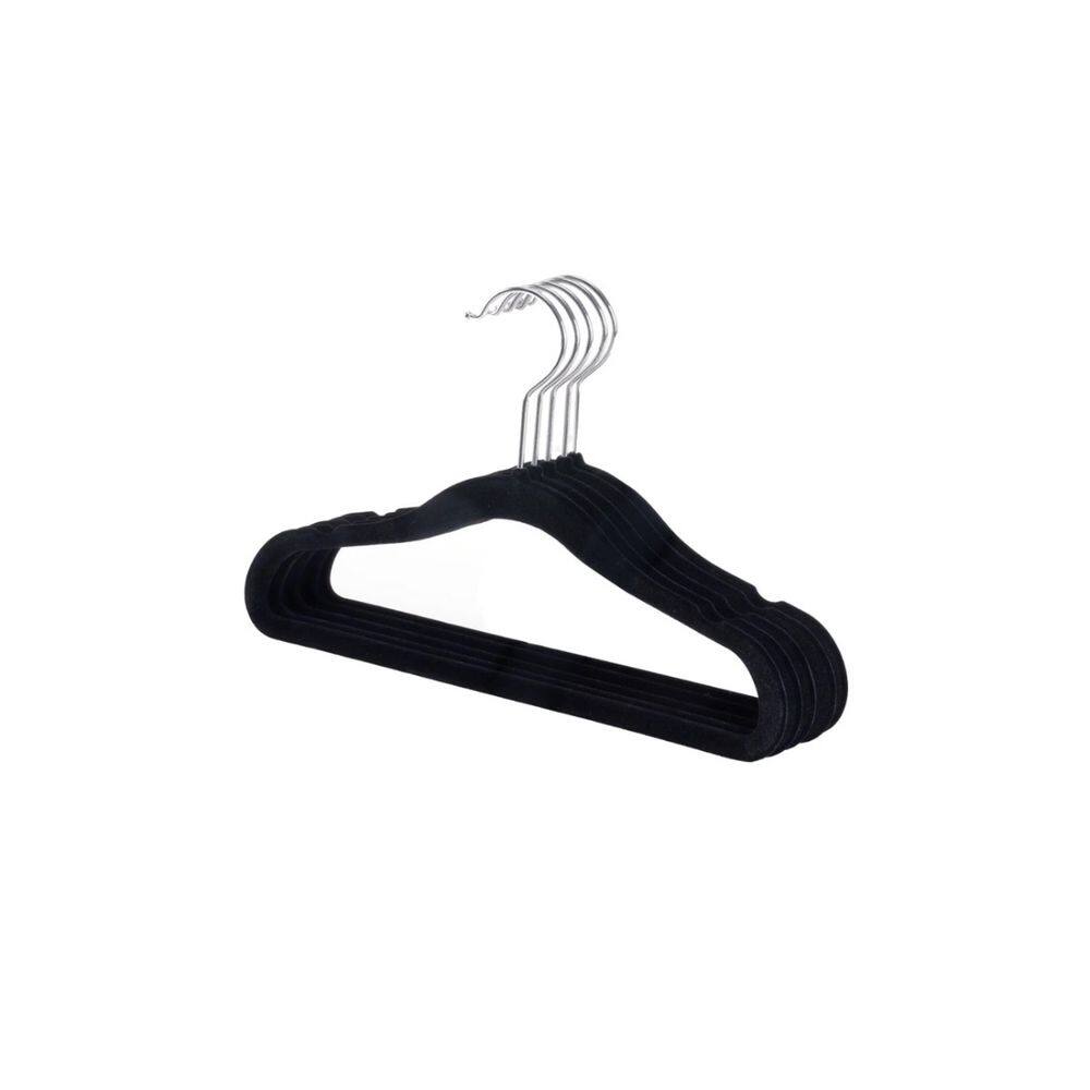Cabide de Veludo Preto Slim Cava Lingerie Roupa Pequena 5un