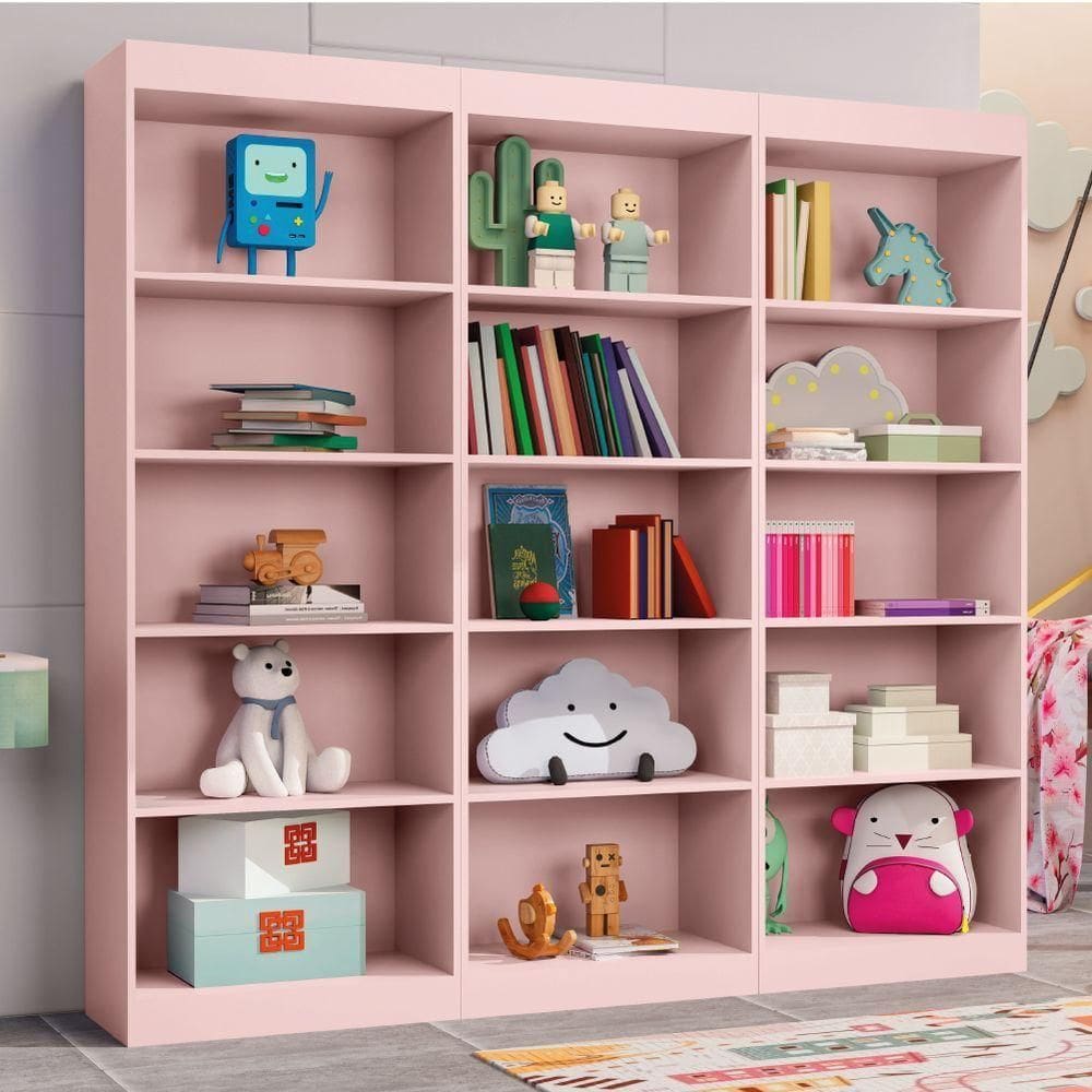Kit 3 Estantes Livreiro Office Multiuso 12 Prateleiras