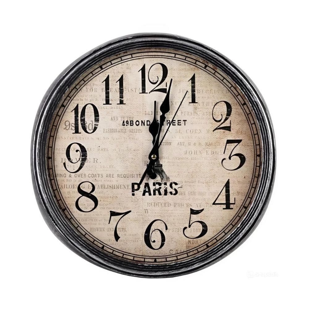 Relogio Parede Estilo Madeira Vintage 33Cm Analogico Decorativo Retro Paris Torre Eiffel Sala Cozinha Escritorio