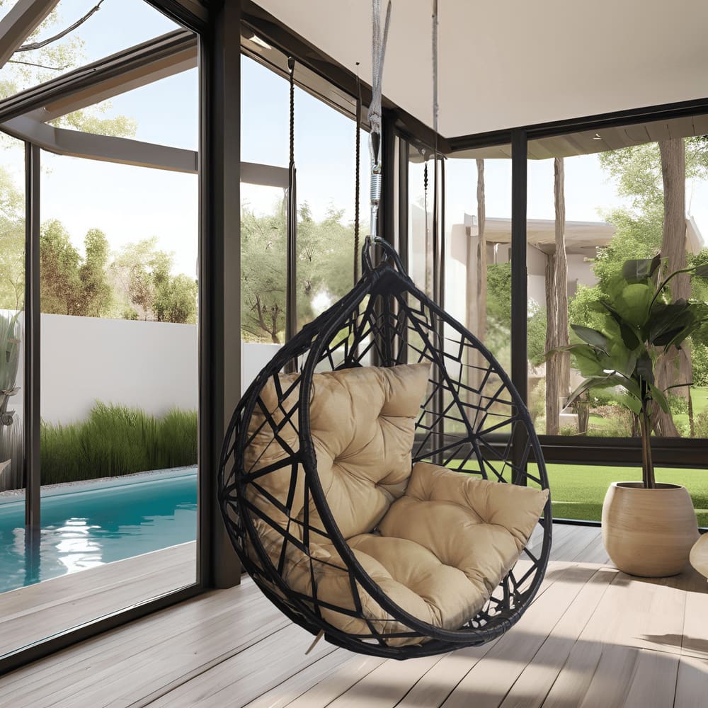 Balanço Ninho Suspenso Área Externa Aço e Fibra Sintética