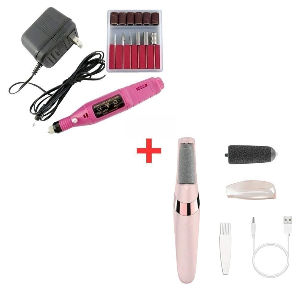Kit Lixadeira Unha Eletrica Profissional Motor Bivolt E Removedor De Calos Esfoliador Para Os Pés USB