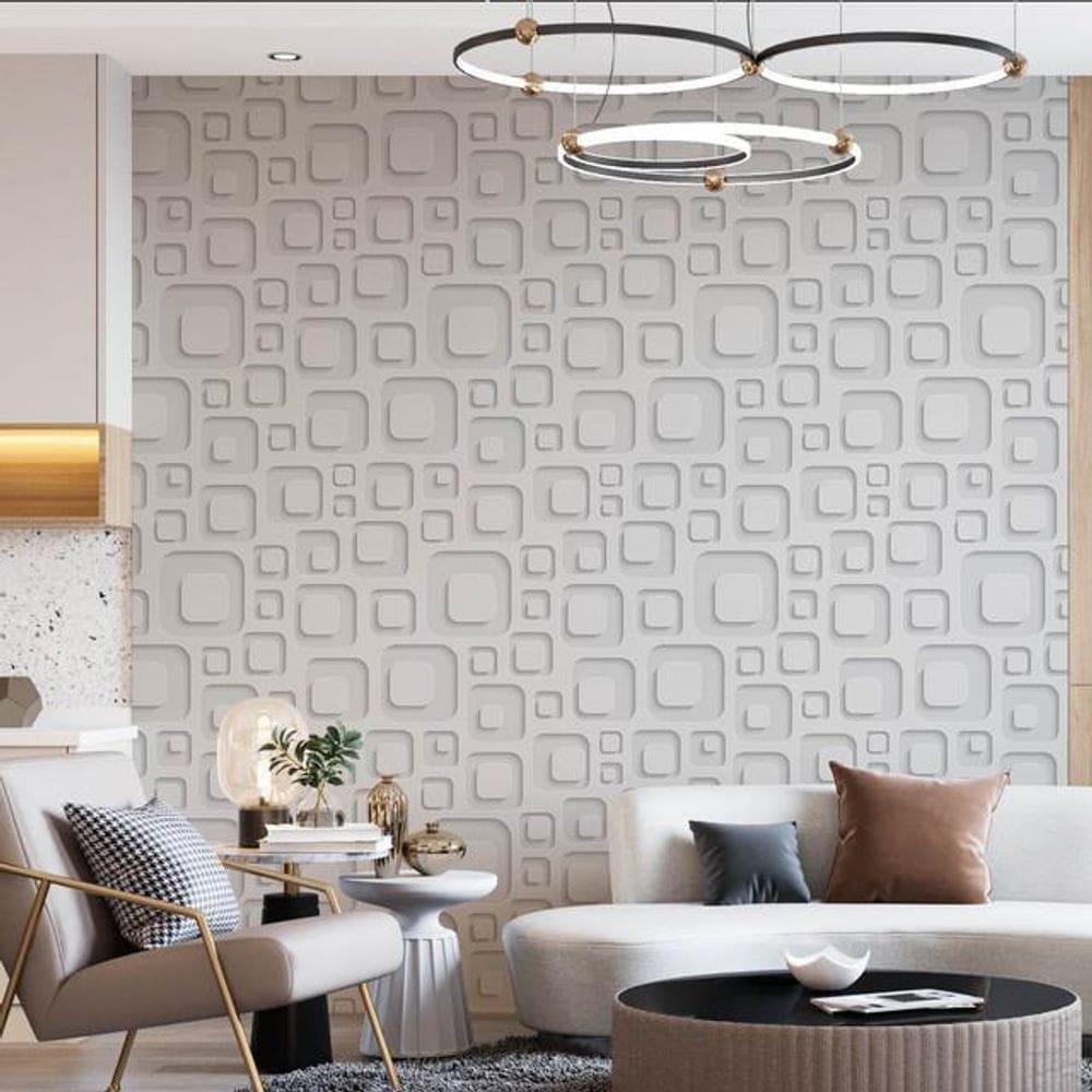 Papel De Parede Adesivo Abstrato 3D Branco 06 - 3,0M