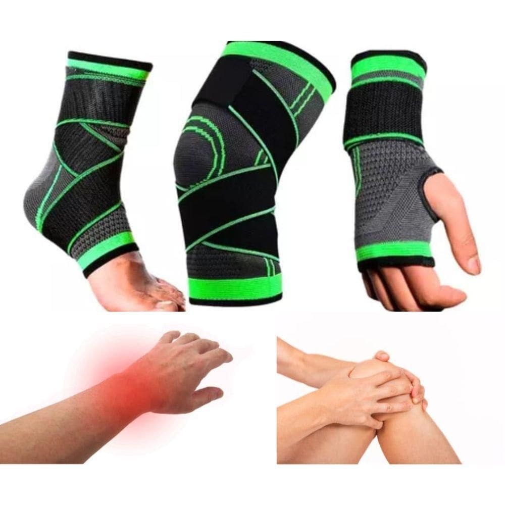 Kit Ortopédico Joelheira Tornozeleira E Munhequeira Ajustáveis Conforto E Proteção Para Atividades Físicas