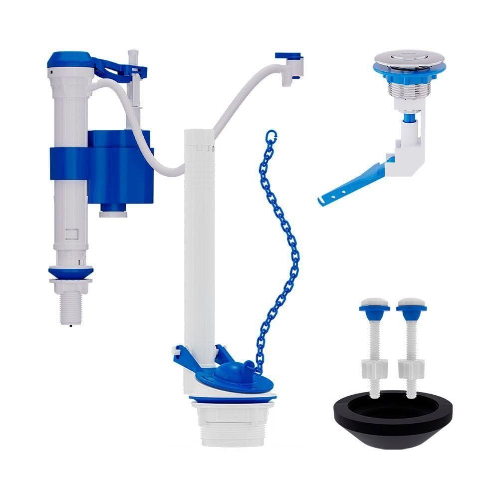 Kit Completo Branco Para Caixa Acoplada Blukit Com Acionamento Superior Cromado 340285