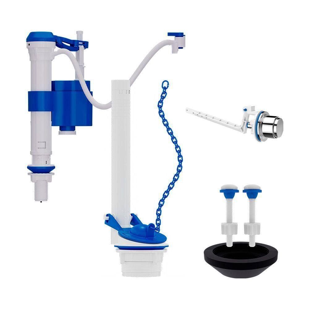 Kit Completo Branco Para Caixa Acoplada Blukit Com Acionamento Lateral Cromado 340286