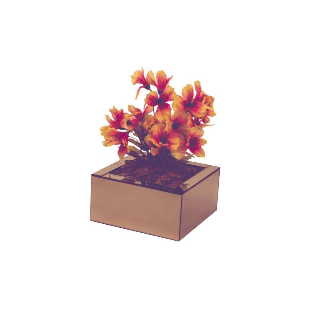 Vaso Cachepô Bronze Espelhado Quadrado Decoração