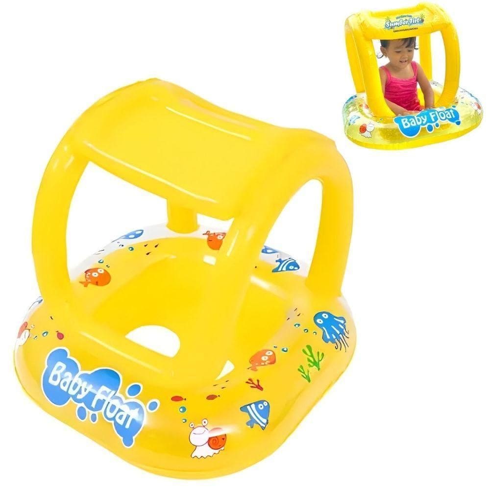 Boia Inflável Com Cobertura E Assento Para Bebê - Proteção Total