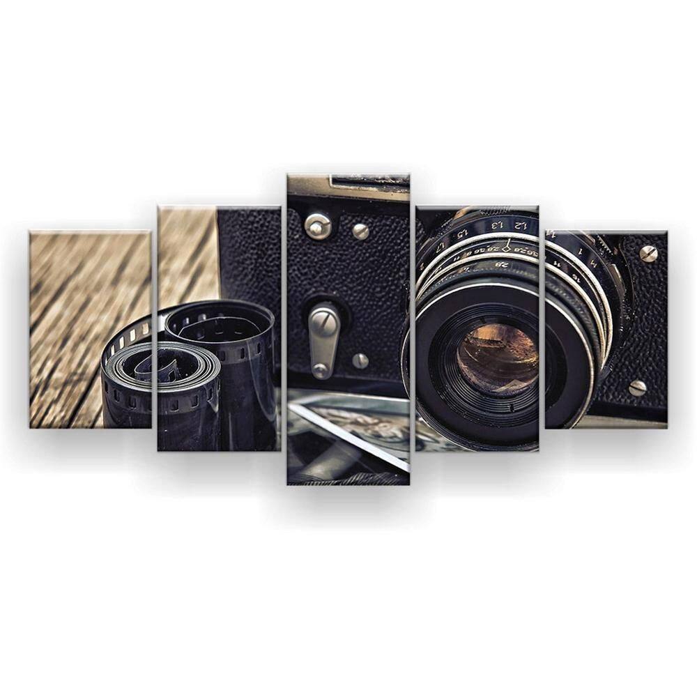 Quadro Decorativo Mosaico 5 Peças Câmera Fotografia
