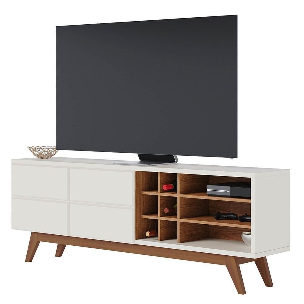 Rack Para Sala Bancada De 70 Pol. 180cm Norena C05 Off White Matte-freijó - Mpozenato