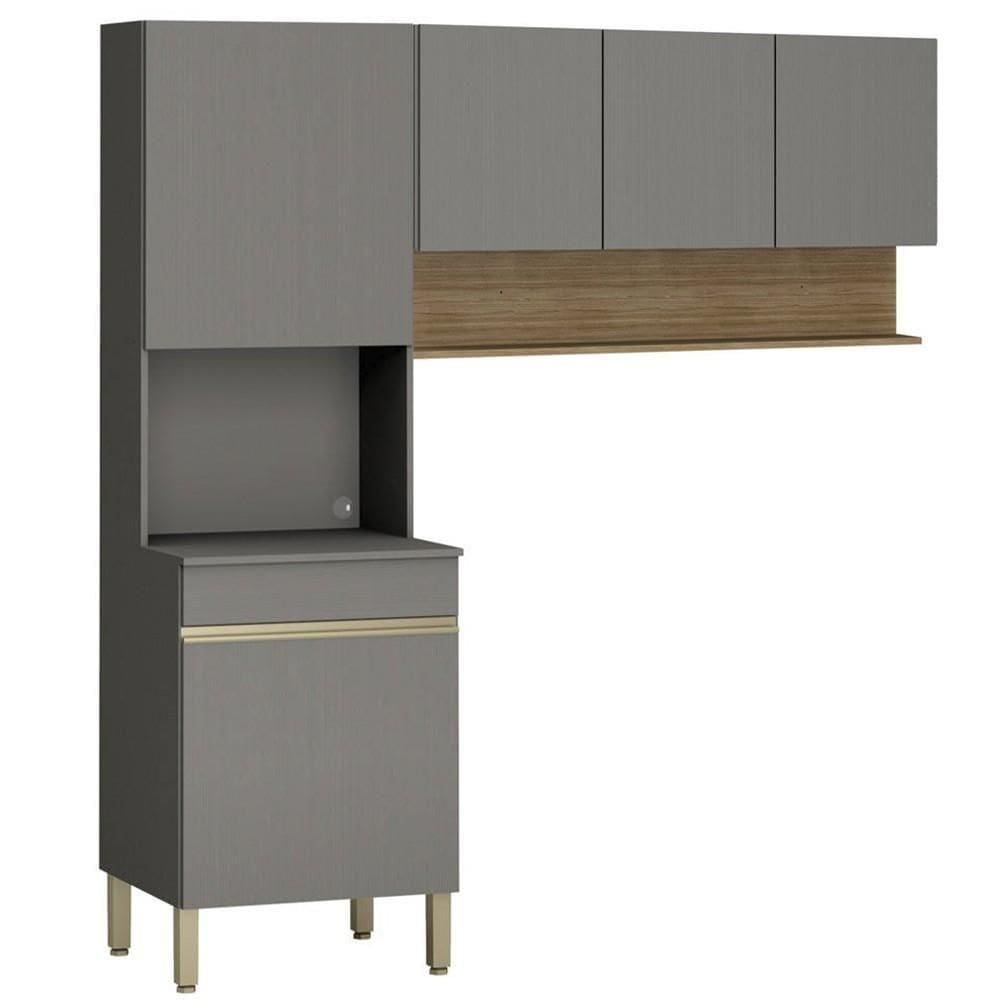 Armário De Cozinha 120cm Com Paneleiro Lina K02 Gris-freijó - Mpozenato