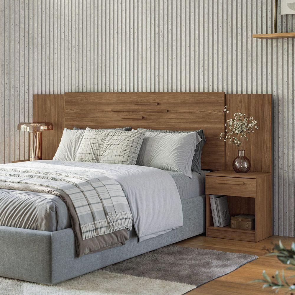 Cabeceira Casal 256cm 2 GavetasVirgílio Estilo Mm Jatoba