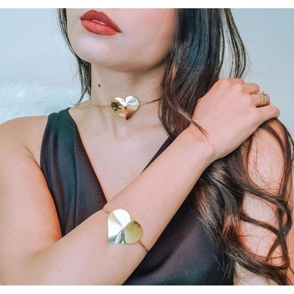 Bracelete Carla Diaz Coração Folheado A Ouro 18K
