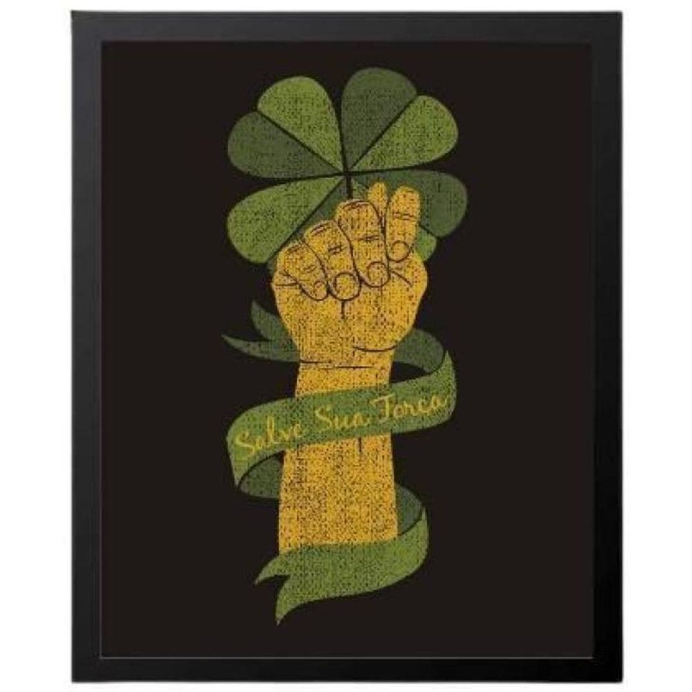 Quadro Figa Salve Sua Força 33X24 Com Vidro - Madeira Preta