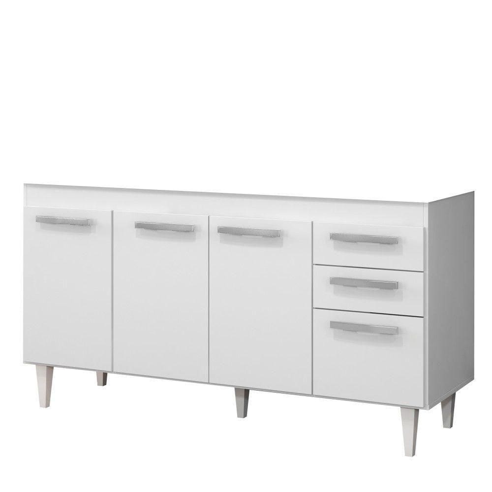 Balcão Gabinete Para Pia 150cm Sem Tampo Lisboa - Lumil Branco-castanho