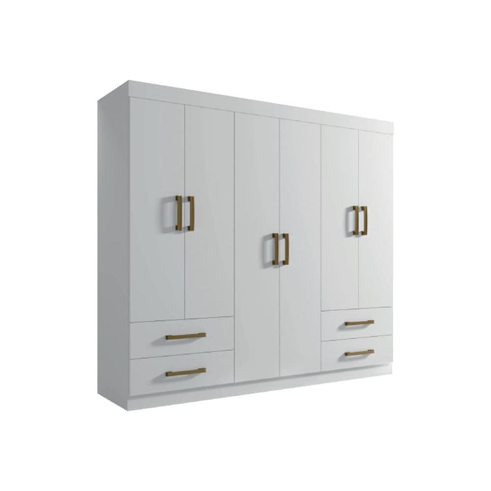 Guarda Roupa Casal 6 Portas 4 Gavetas - Recife-Branco - Leifer Móveis