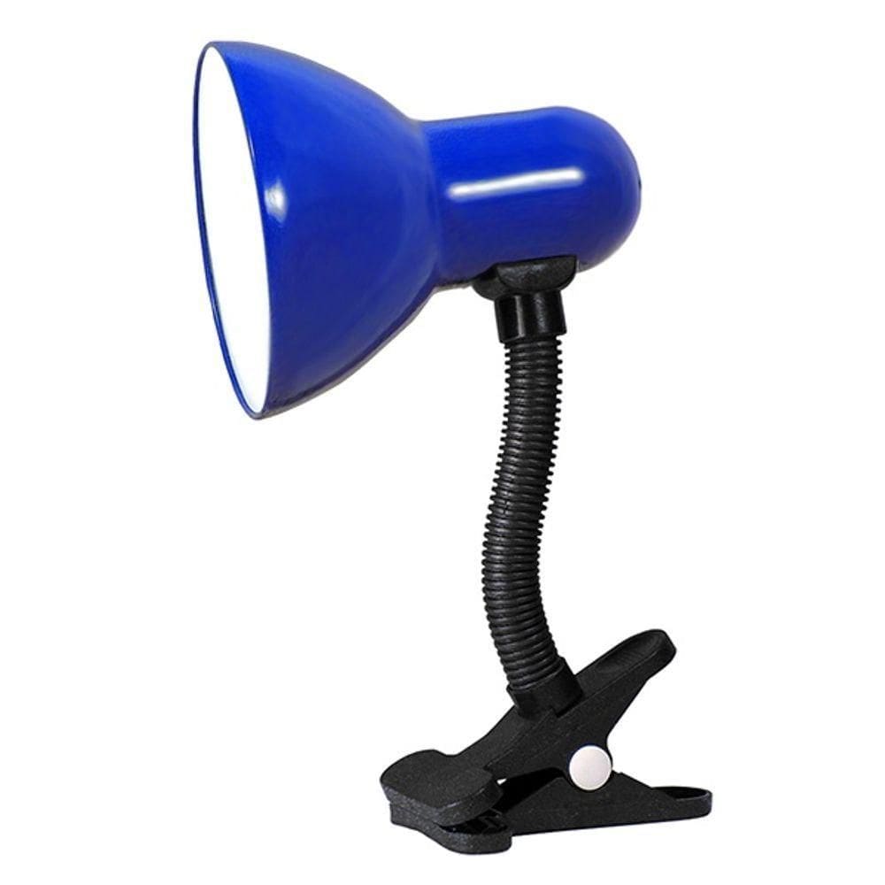 Luminária De Mesa Com Presilha Articulada Azul Escuro Entrada E27 Bivolt Para Escritório