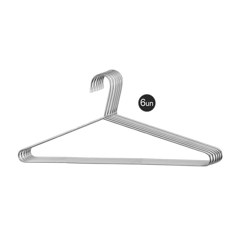 Cabide Aço Cromado Lavanderia Loja Roupa Resistente 6un