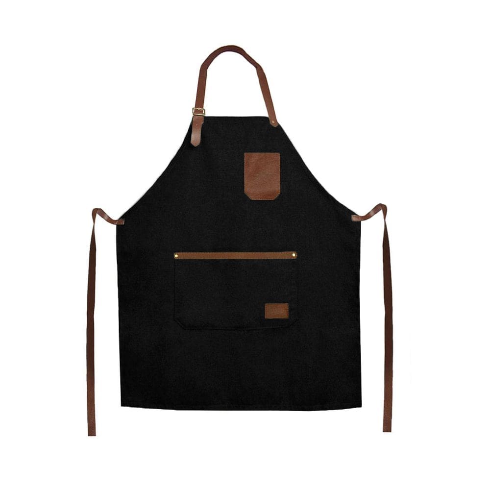 Avental Preto Couro Marrom Barista Barbearia Chef Cozinha 1un