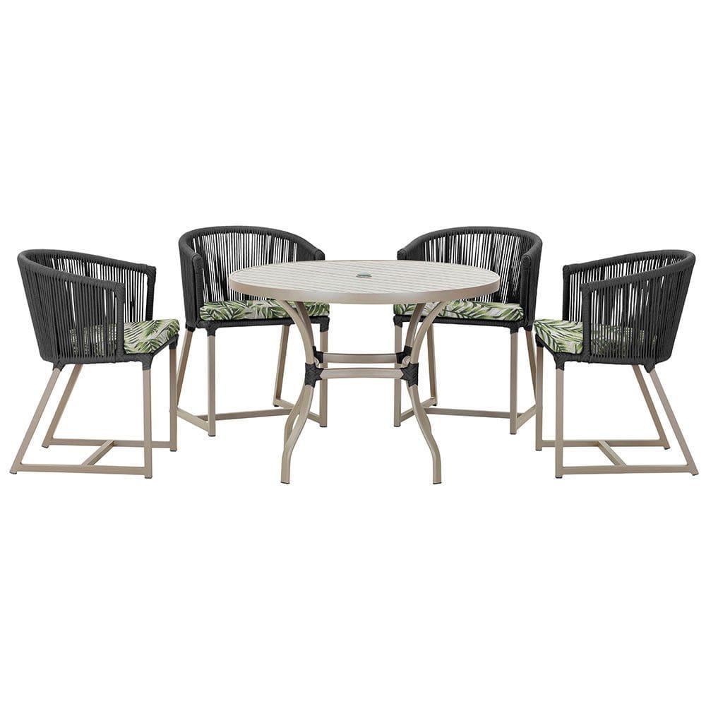 Mesa com 4 Cadeiras de Jantar Roma 100cm e Noronha em Aluminío