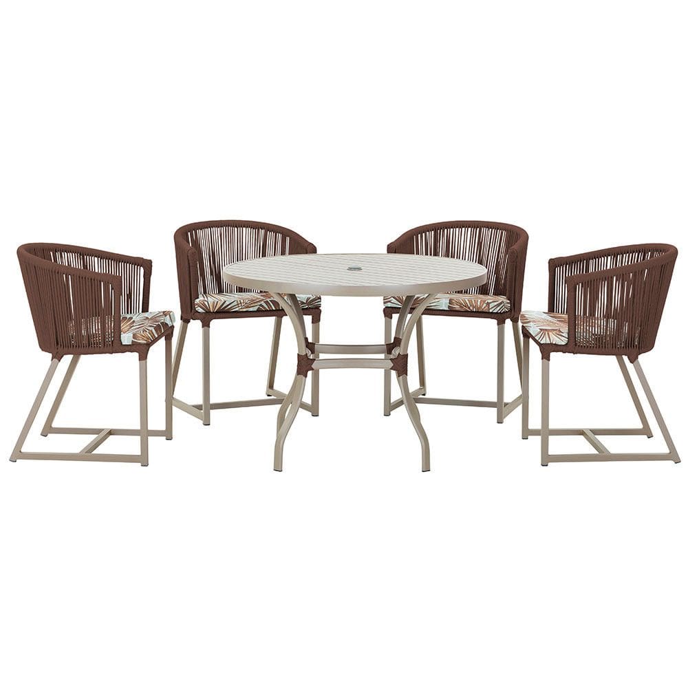 Mesa com 4 Cadeiras de Jantar Roma 100cm e Noronha em Aluminío