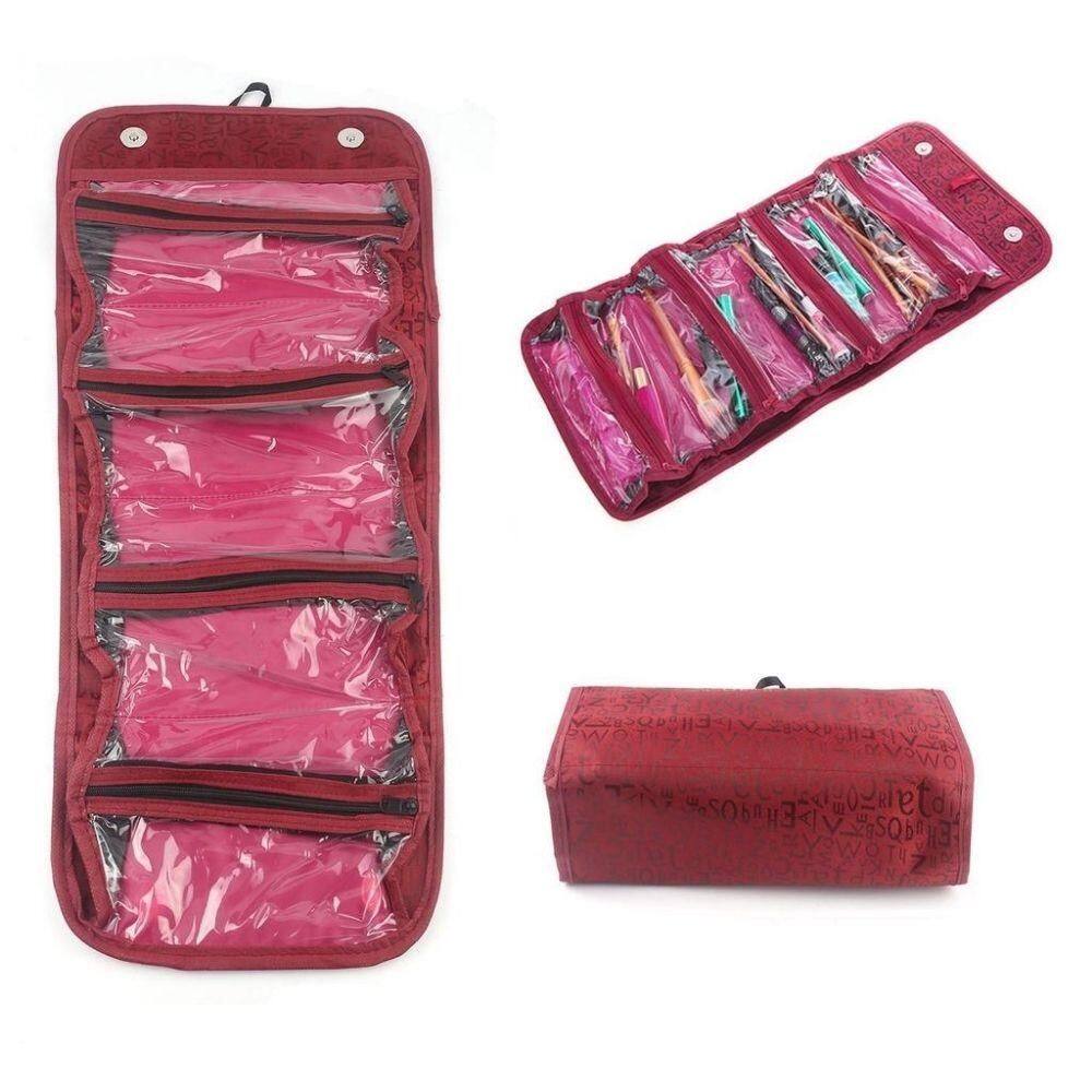 Necessarie Frasqueira Organizadora De Maquiagem Pinceis Bijuterias Bolsa De Viagem Rocambole Bolsinha 4 Divisorias