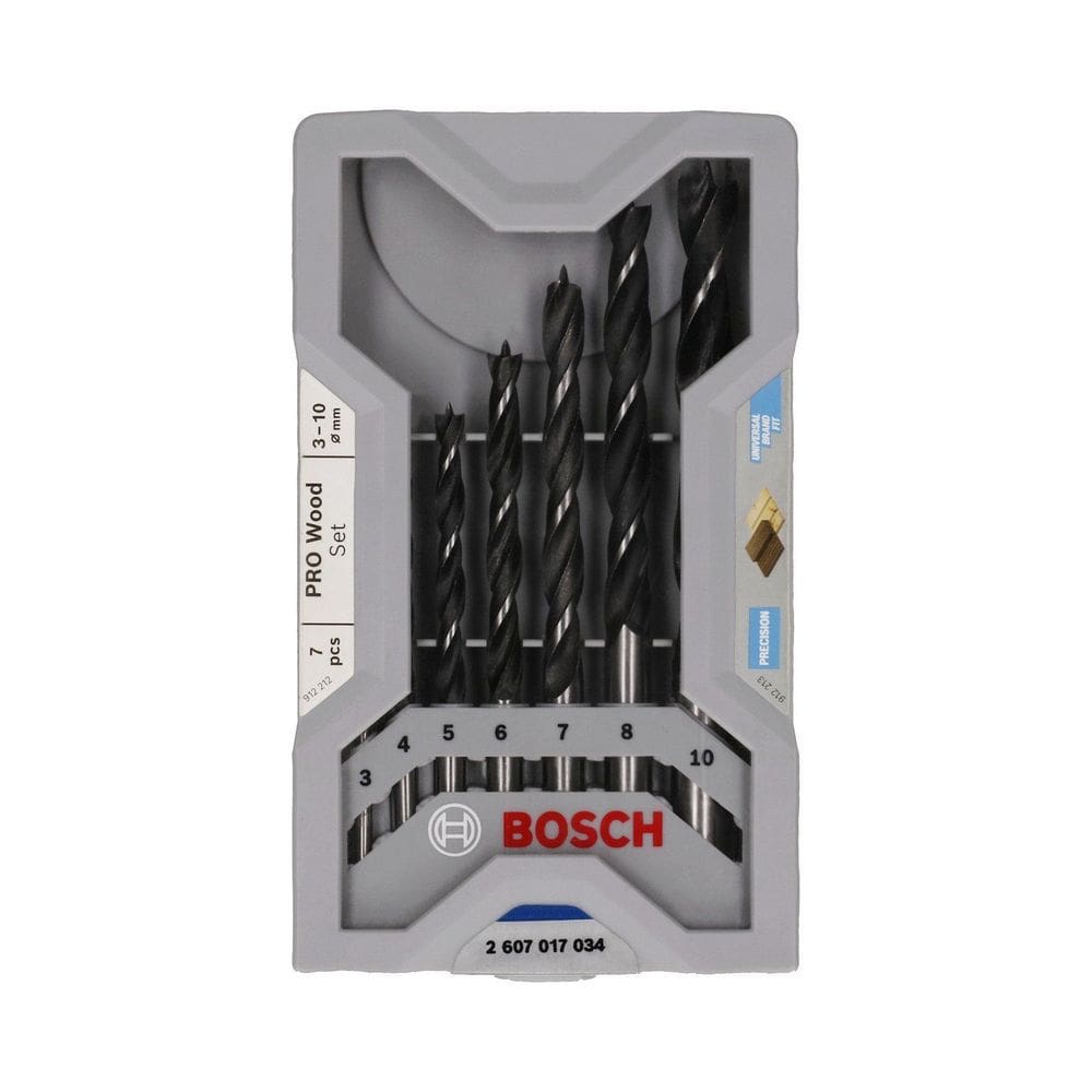 Jogo de Brocas para Madeira Bosch 3 a 10mm 7 Peças PRO Wood