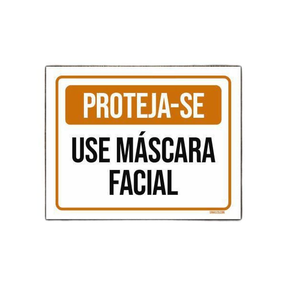 Placa De Sinalização - Proteja-Se Use Máscara Facial 27X35