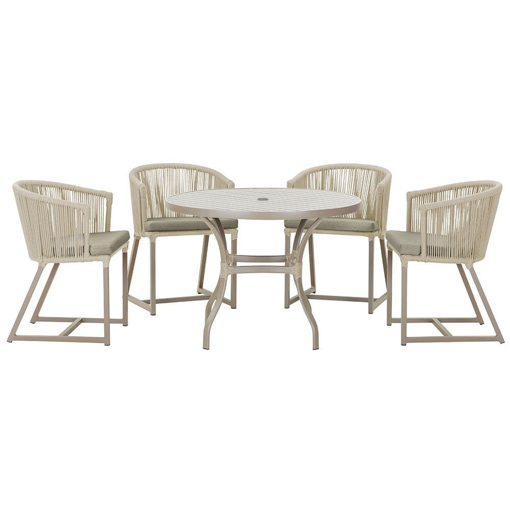 Mesa com 4 Cadeiras de Jantar Roma 100cm e Noronha em Aluminío