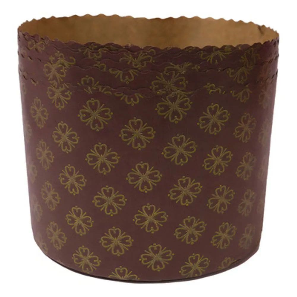 Forma Panetone Marrom Fiori Ouro 100g c/10 - Ecopack
