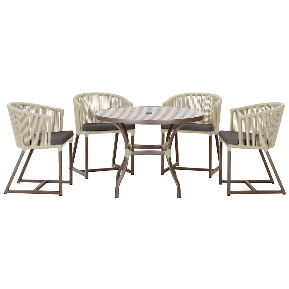 Mesa com 4 Cadeiras de Jantar Roma 100cm e Noronha em Aluminío