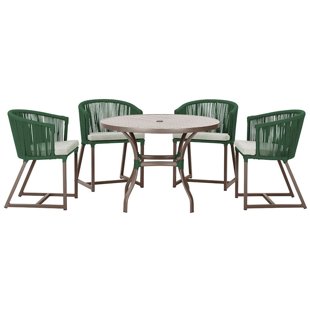 Mesa com 4 Cadeiras de Jantar Roma 100cm e Noronha em Aluminío