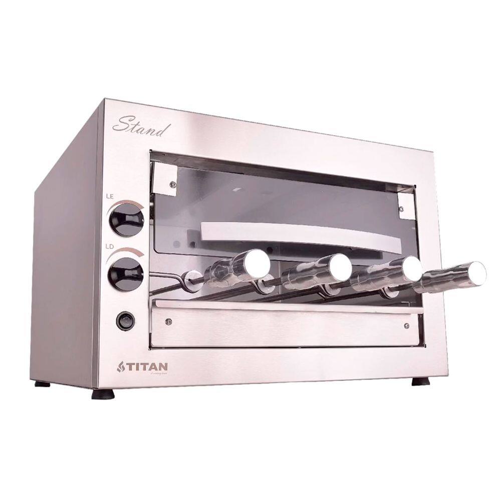 Churrasqueira a Gás de Bancada 4 Espetos com Porta de Vidro GLP 220V Stand