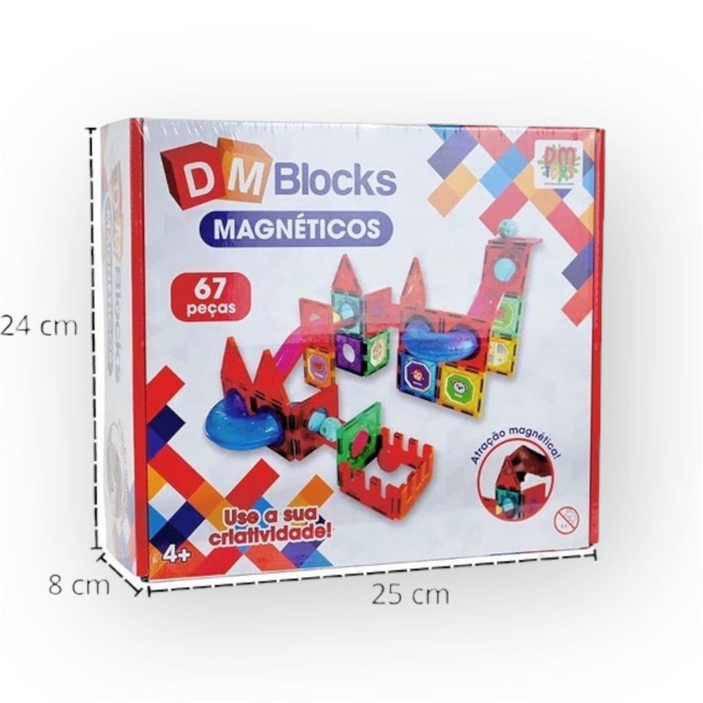 Blocos de Montar Magnéticos 67 Peças DM Toys