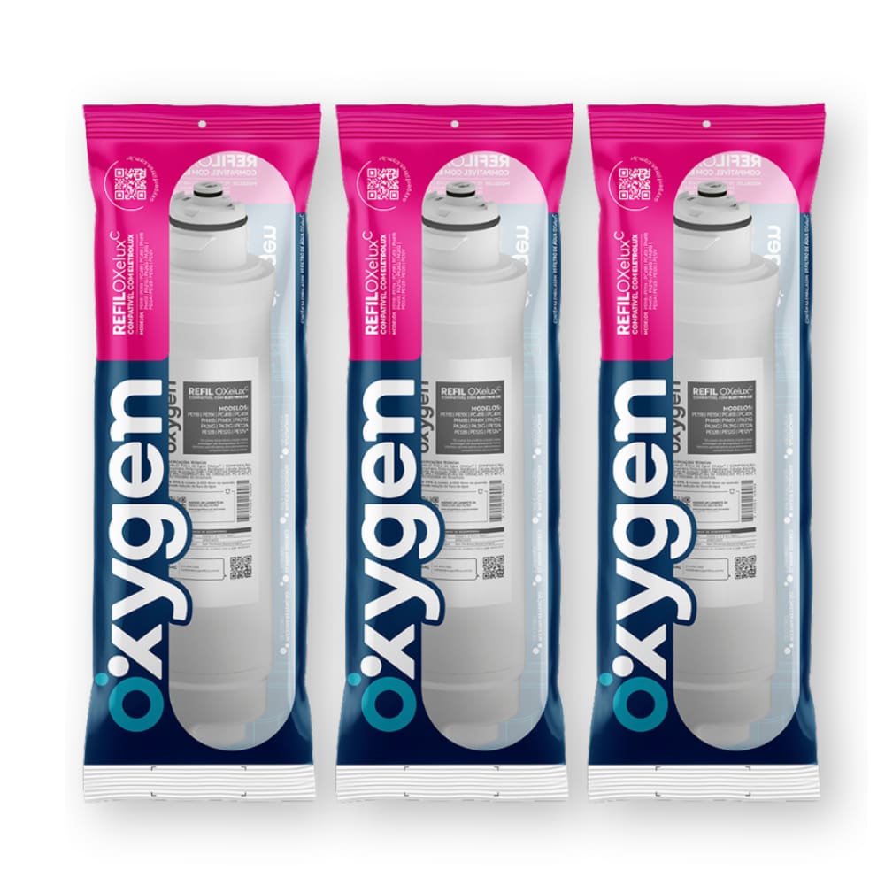 Kit 3 Refil Filtro Compatível Purificador Electrolux Pa21g, Pa26g, Pa31g, Pe11b, Pe11x, Pc41b, Pc41x, Ph41b, Ph41x, Pe12a, Pe12b, Pe12g, Pe12v, Pe15