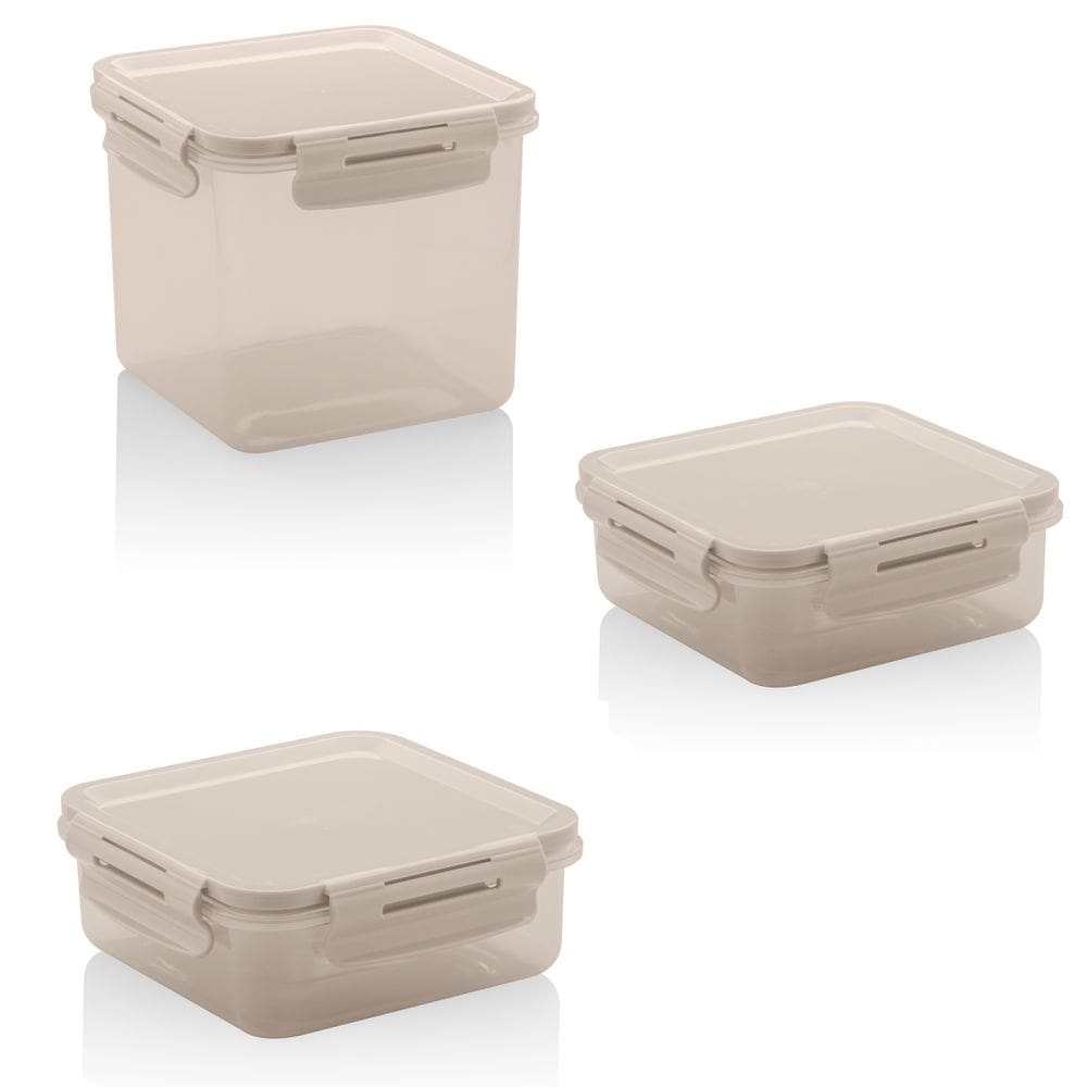 Kit Branco Conjunto 3 Potes Quadrados Click Cozinha