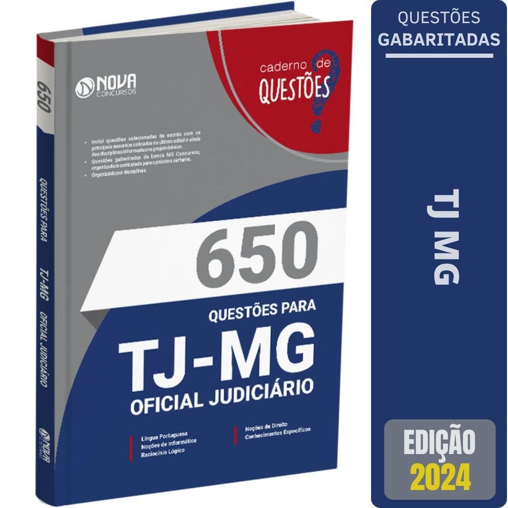 Livro 650 Questões Gabaritadas Tj Mg 2024 Oficial Judiciário