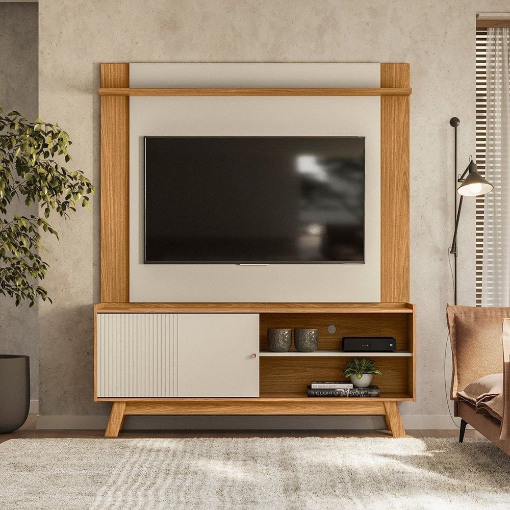 Rack para TV de até 65 com Painel Extensível para TV até 55 Marrom/Off White